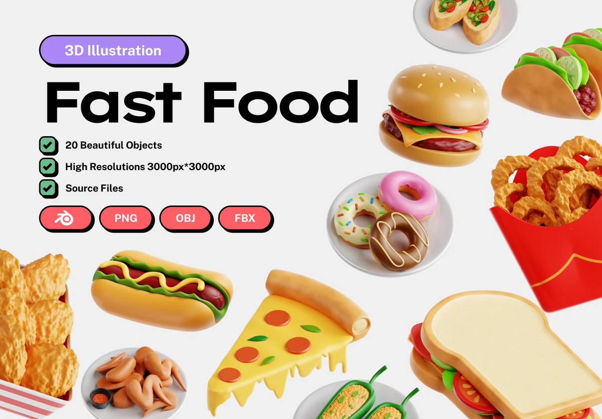 Fast-Foods 3D Icon Set