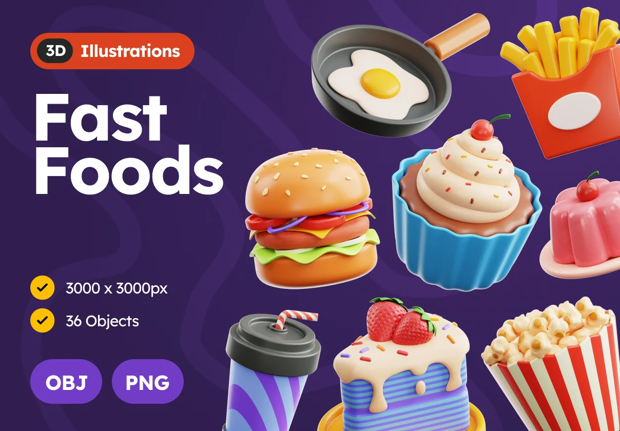 Fast Foods 3D Icons