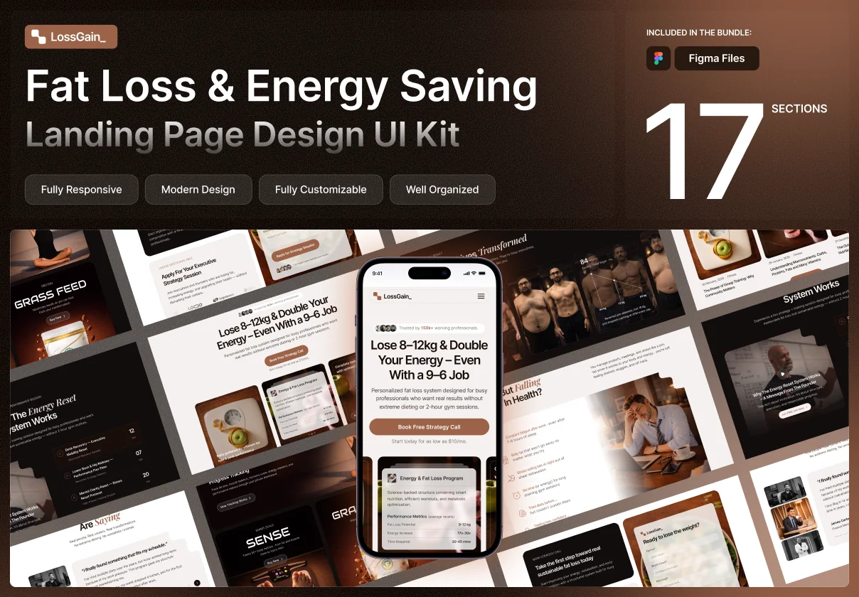 Fat Loss & Energy Saving Landing Page Design - Lossgain