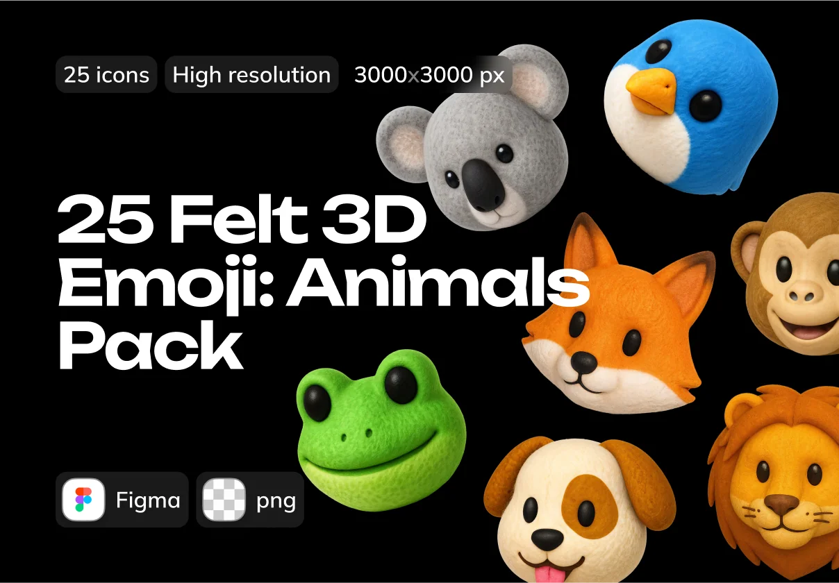 Felt 3D Emoji: Animals Pack