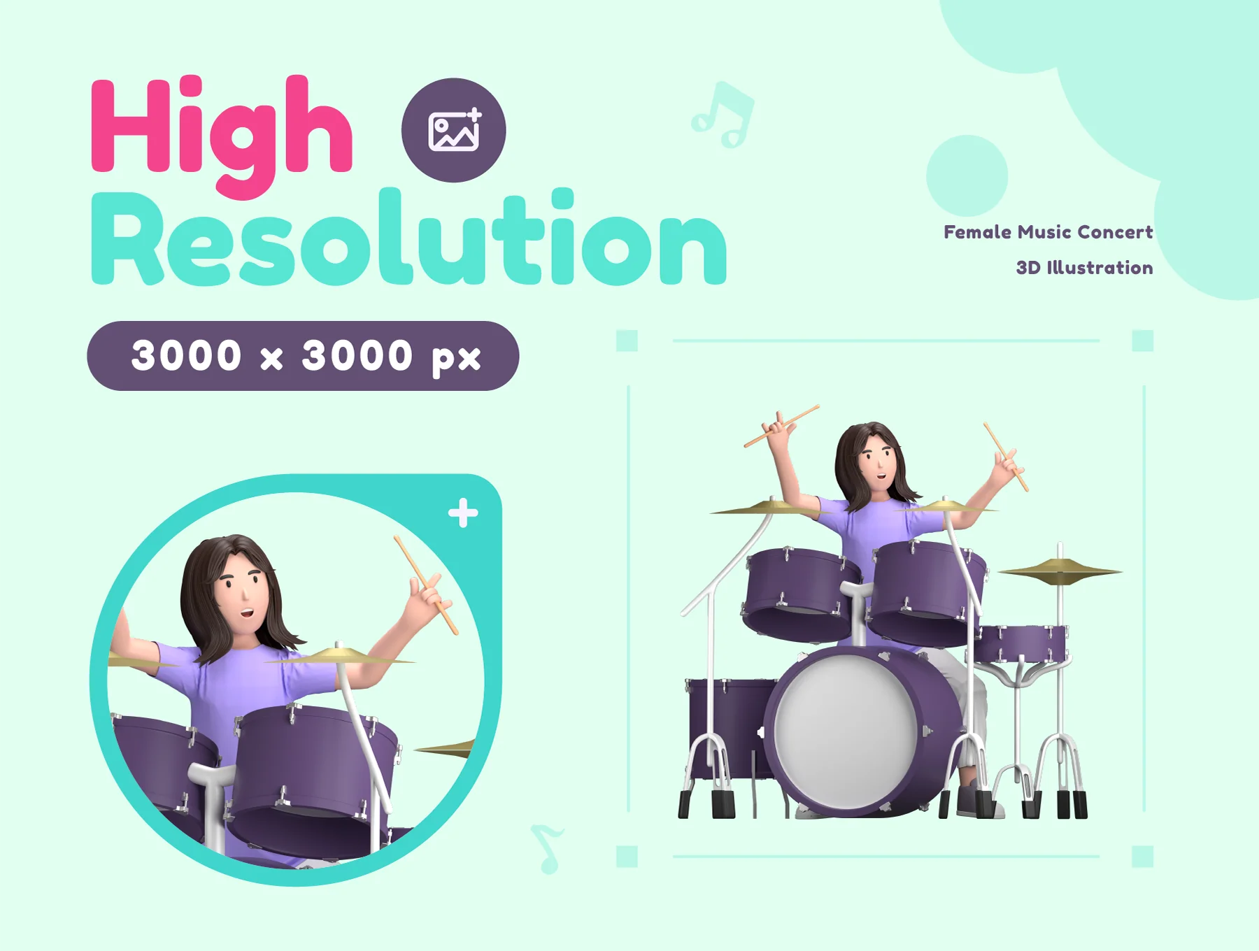 Female Music Concert 3D Illustration 3