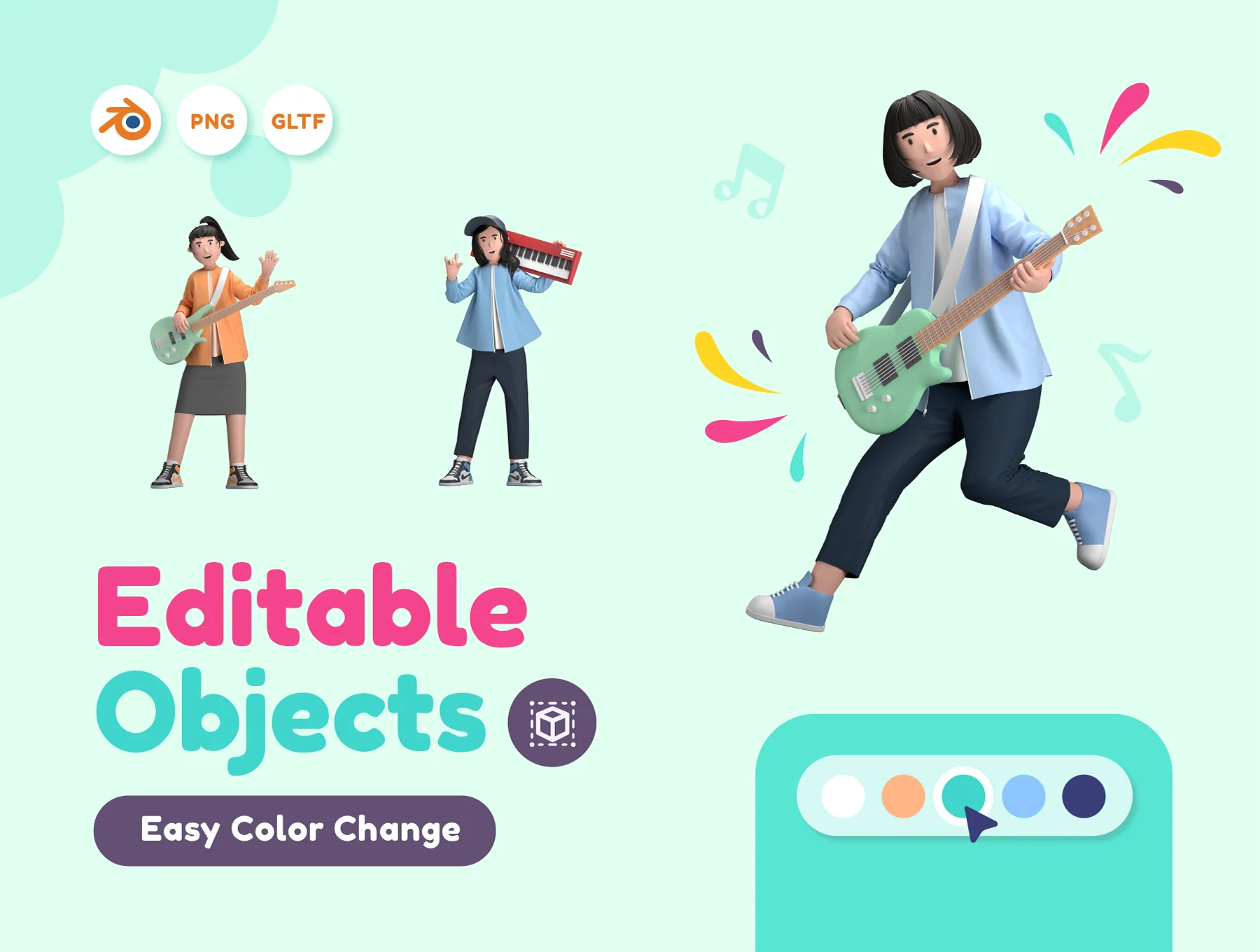 Female Music Concert 3D Illustration 4