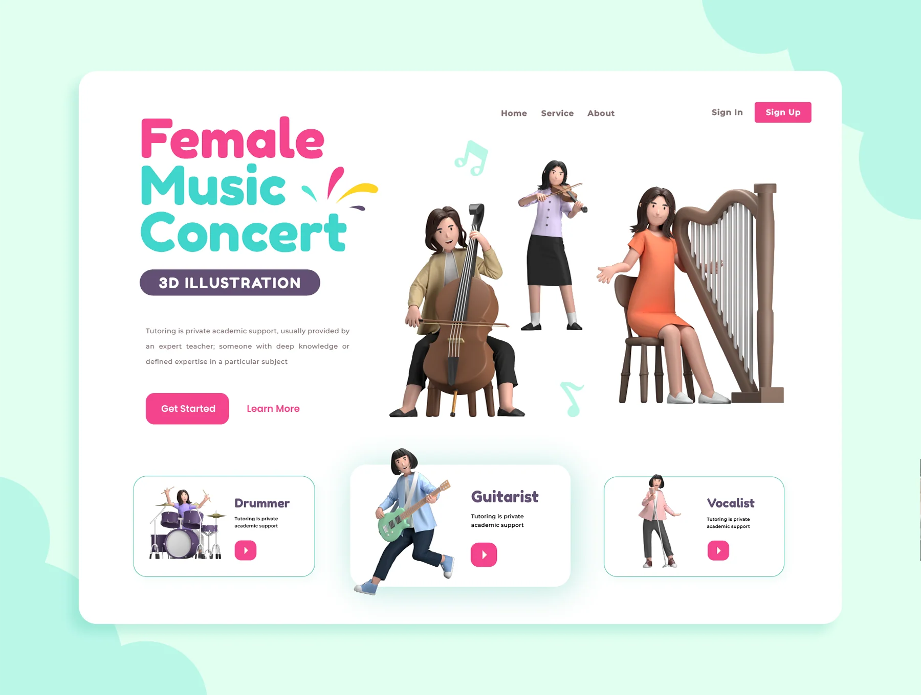 Female Music Concert 3D Illustration 6