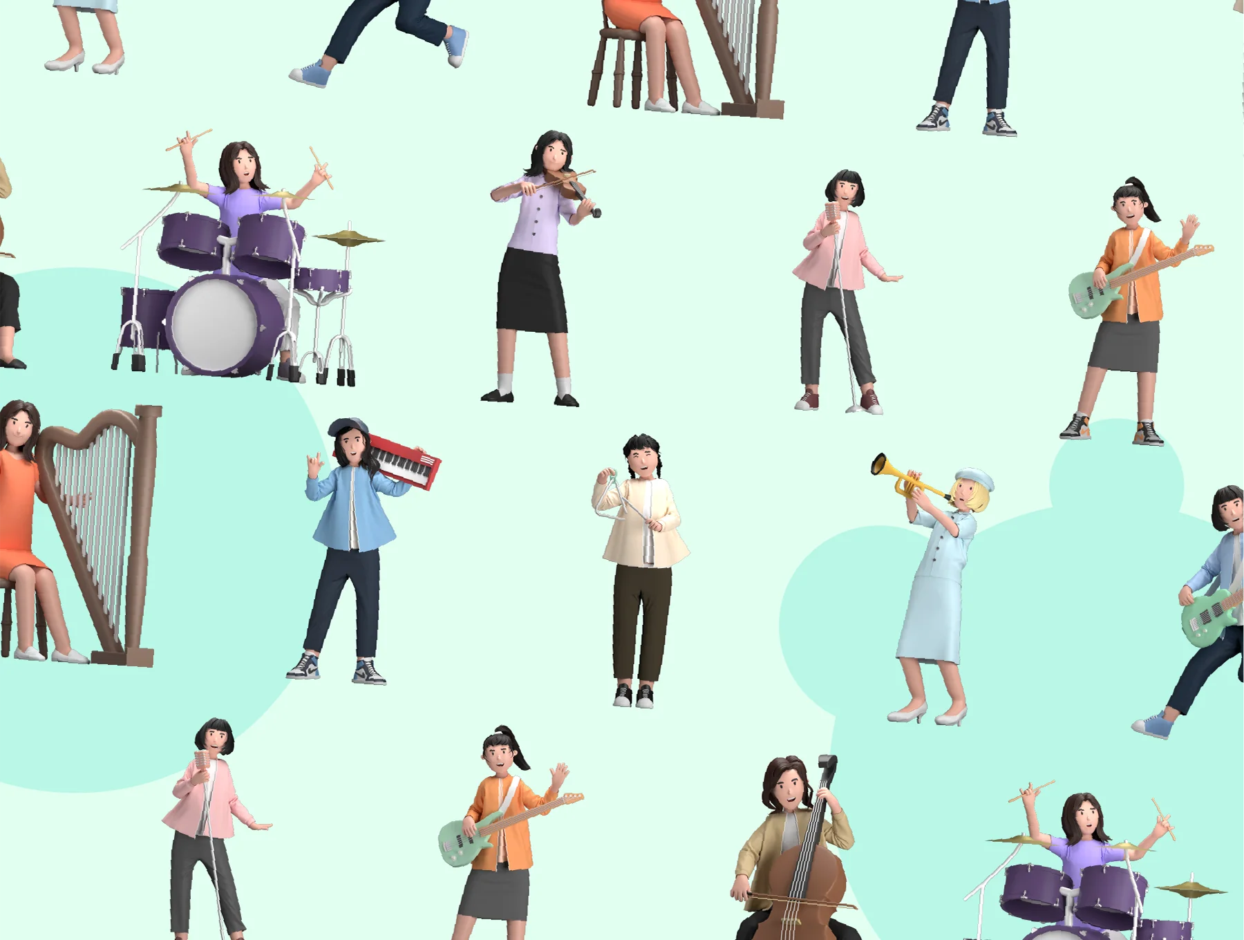 Female Music Concert 3D Illustration 8