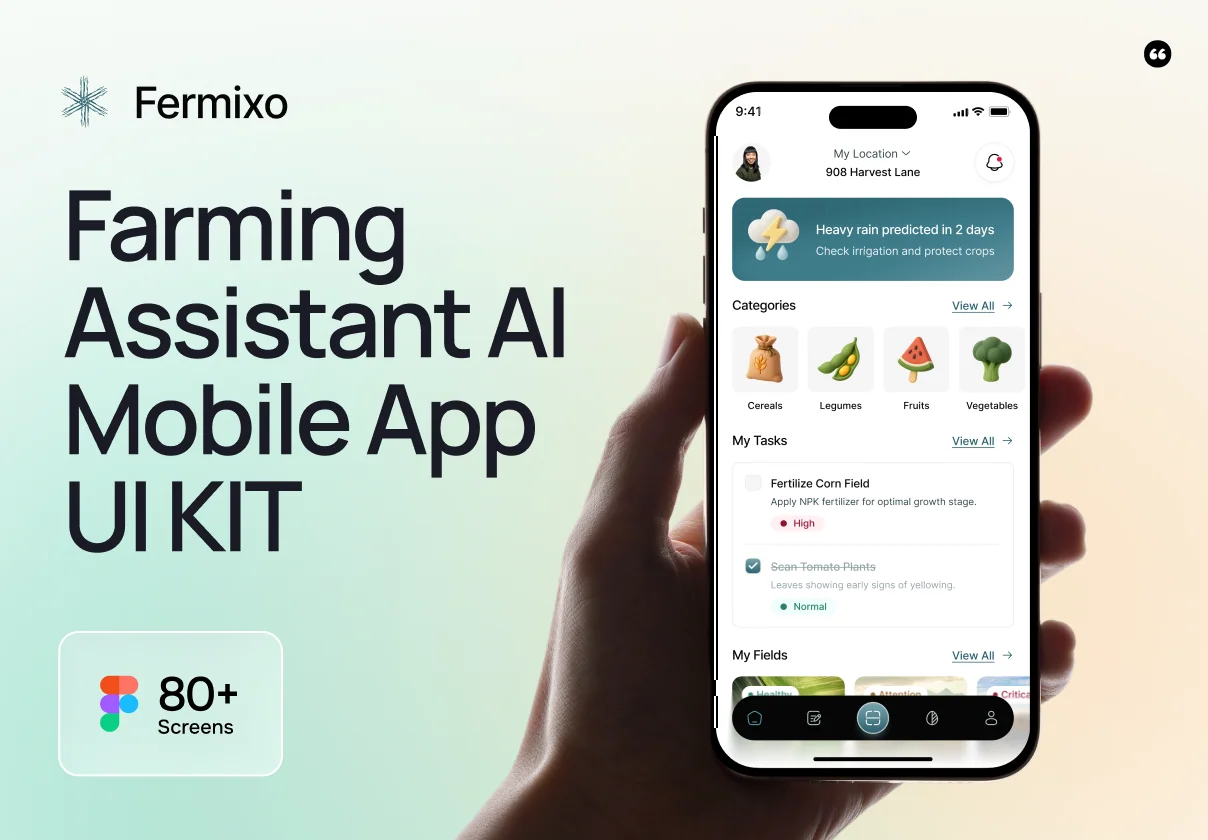 Fermixo - Farming Assistant AI Mobile App UI KIT
