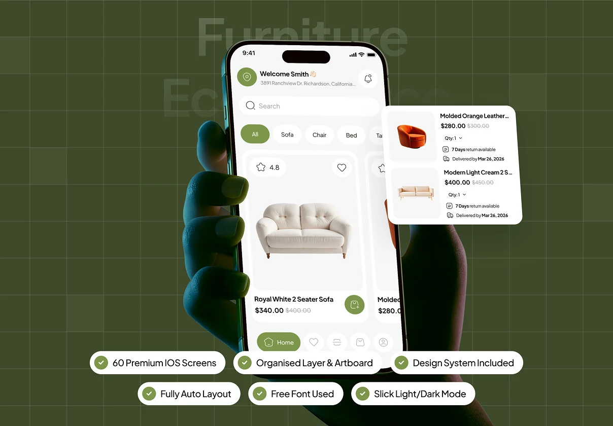 Fetra - Furniture Ecommerce App UI Kit