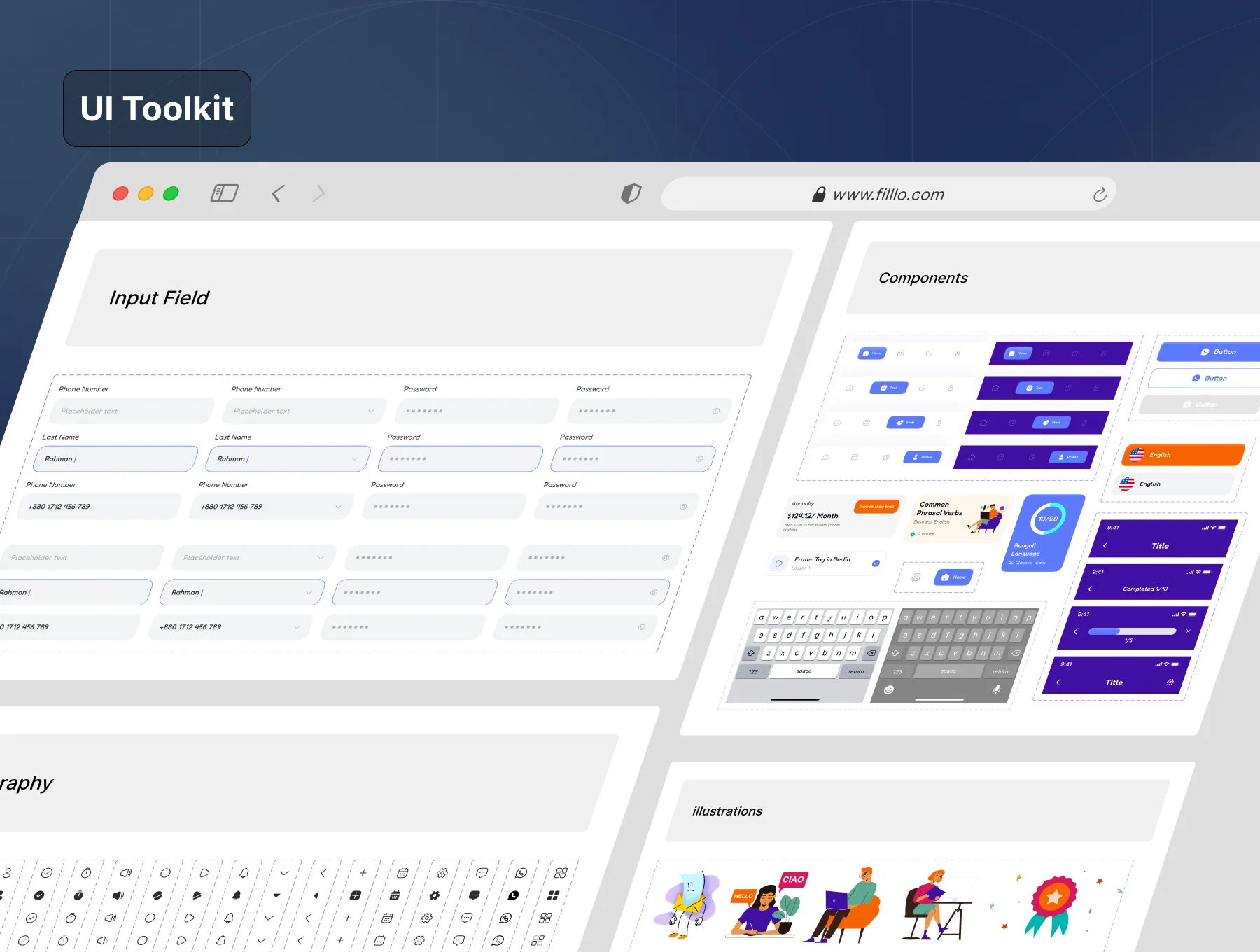 Filllo Language Learning App UI Kit 8