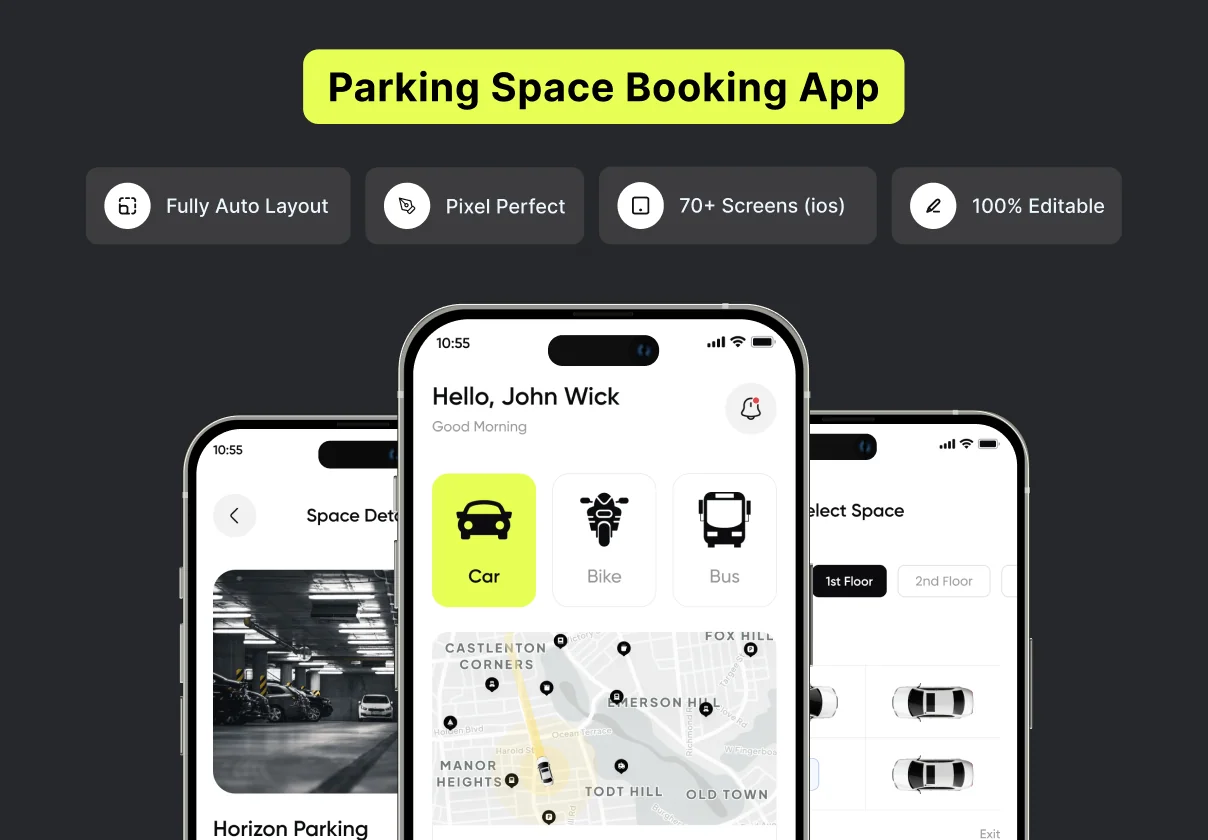 Filllo Parking Space Booking App UI Kit