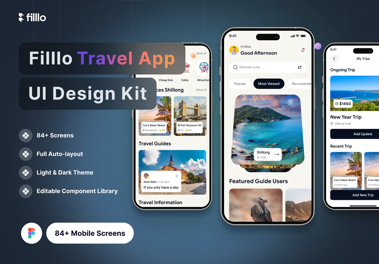 Filllo Travel App UI Design Kit