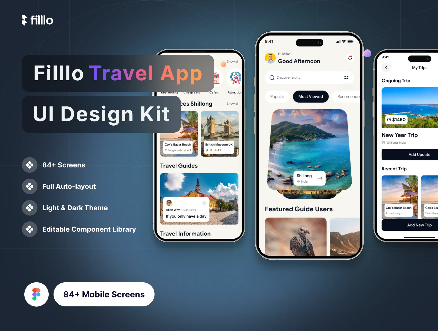 Filllo Travel App UI Design Kit