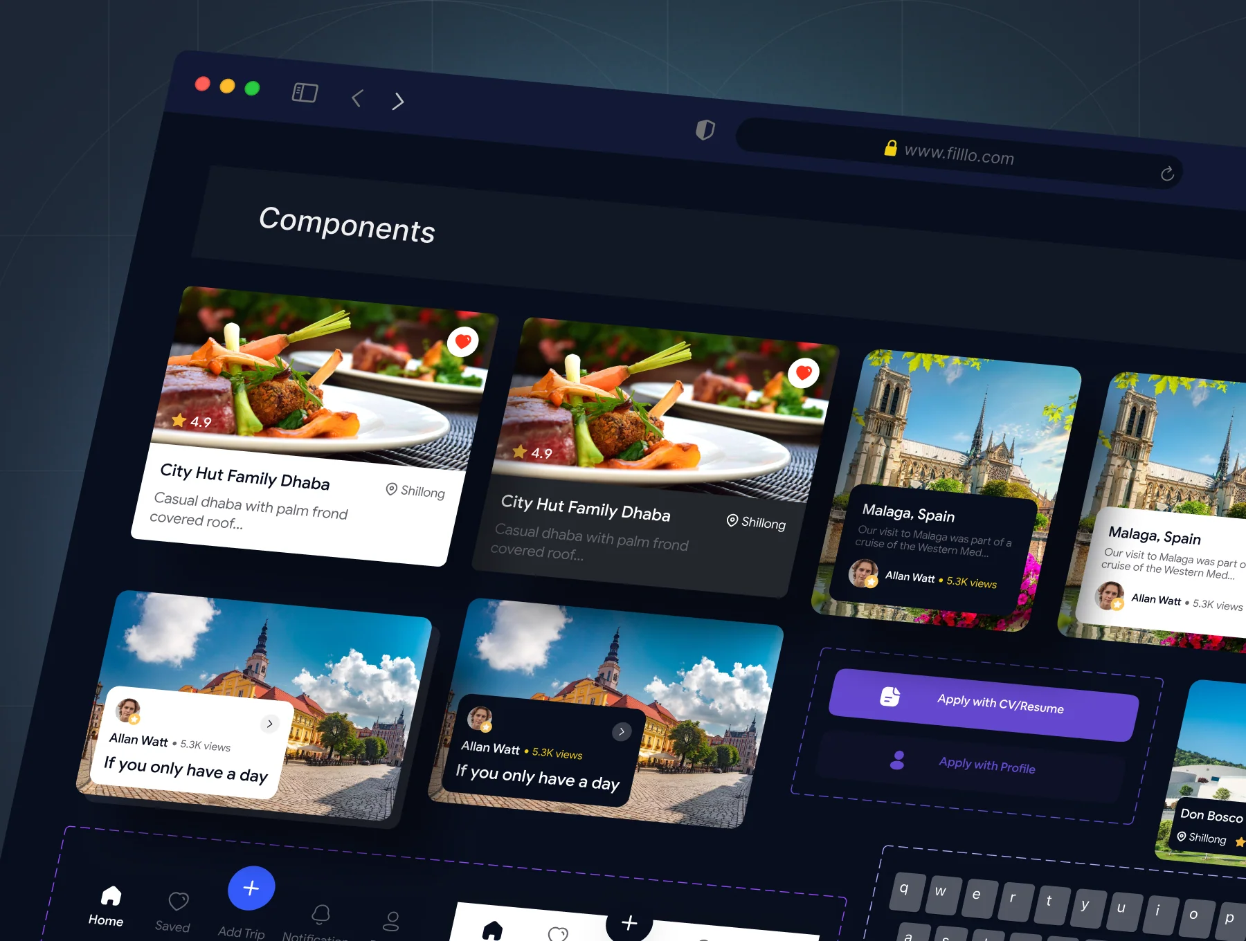 Filllo Travel App UI Design Kit 3