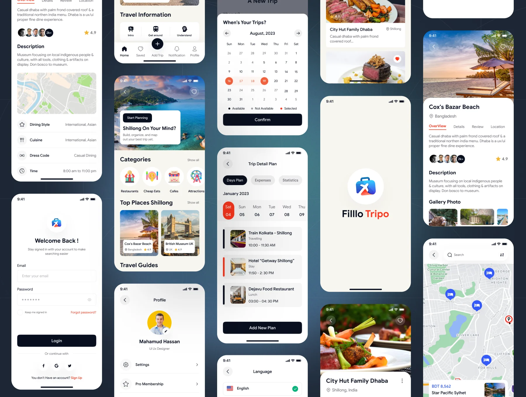 Filllo Travel App UI Design Kit 6