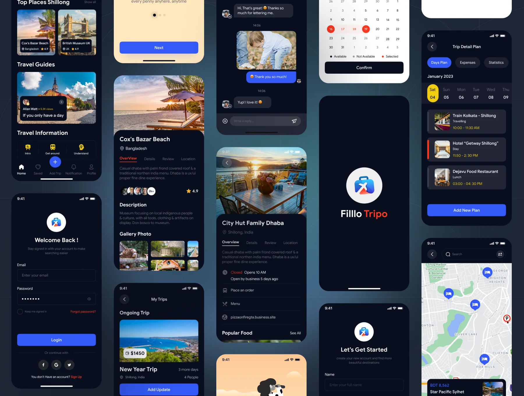 Filllo Travel App UI Design Kit 8