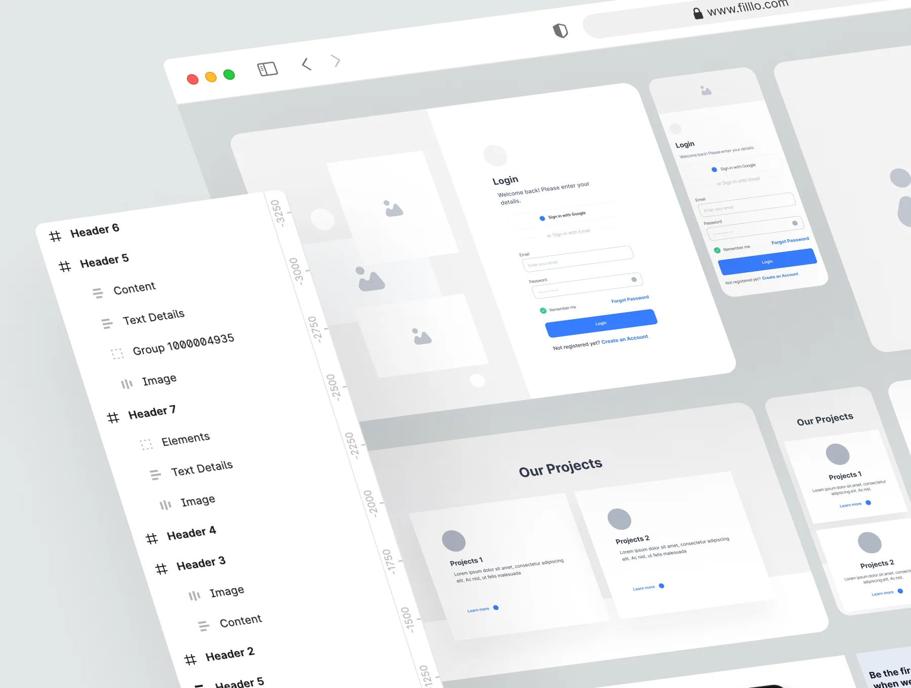 Filllo Web Wireframe UI Kit 3