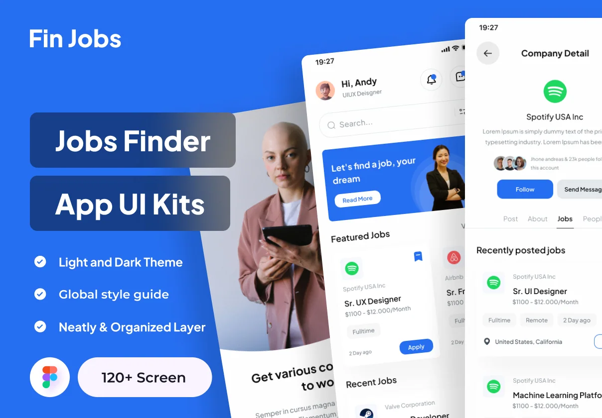 Fin Jobs - Jobs Finder App UI Kits