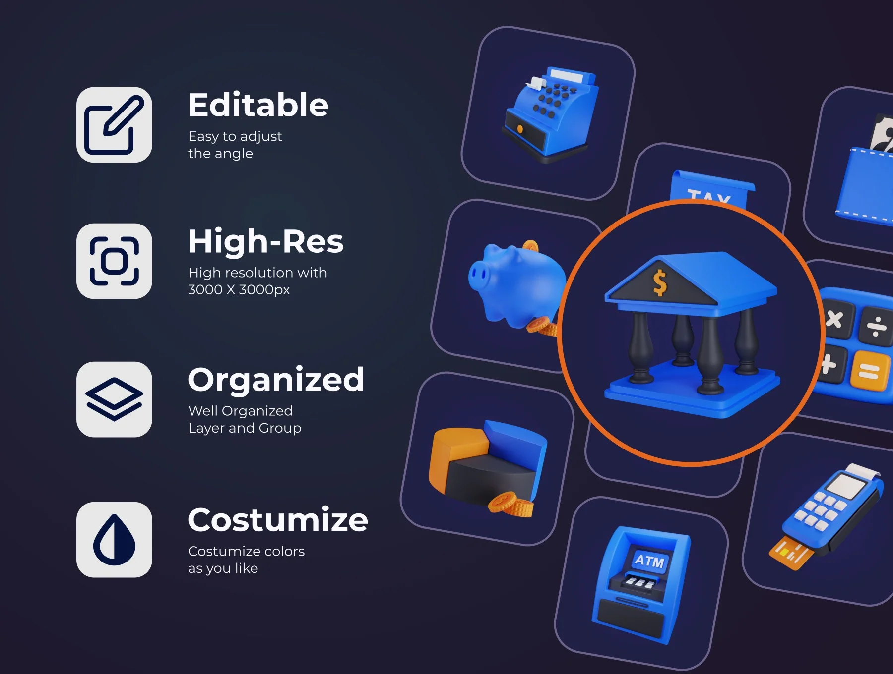Finance 3D Icon Set 2