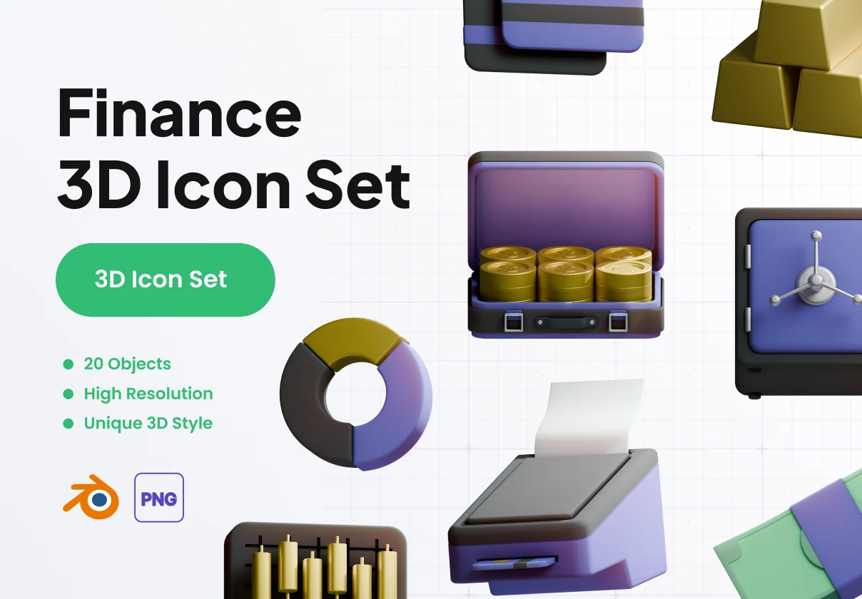 Finance 3D Icons Set