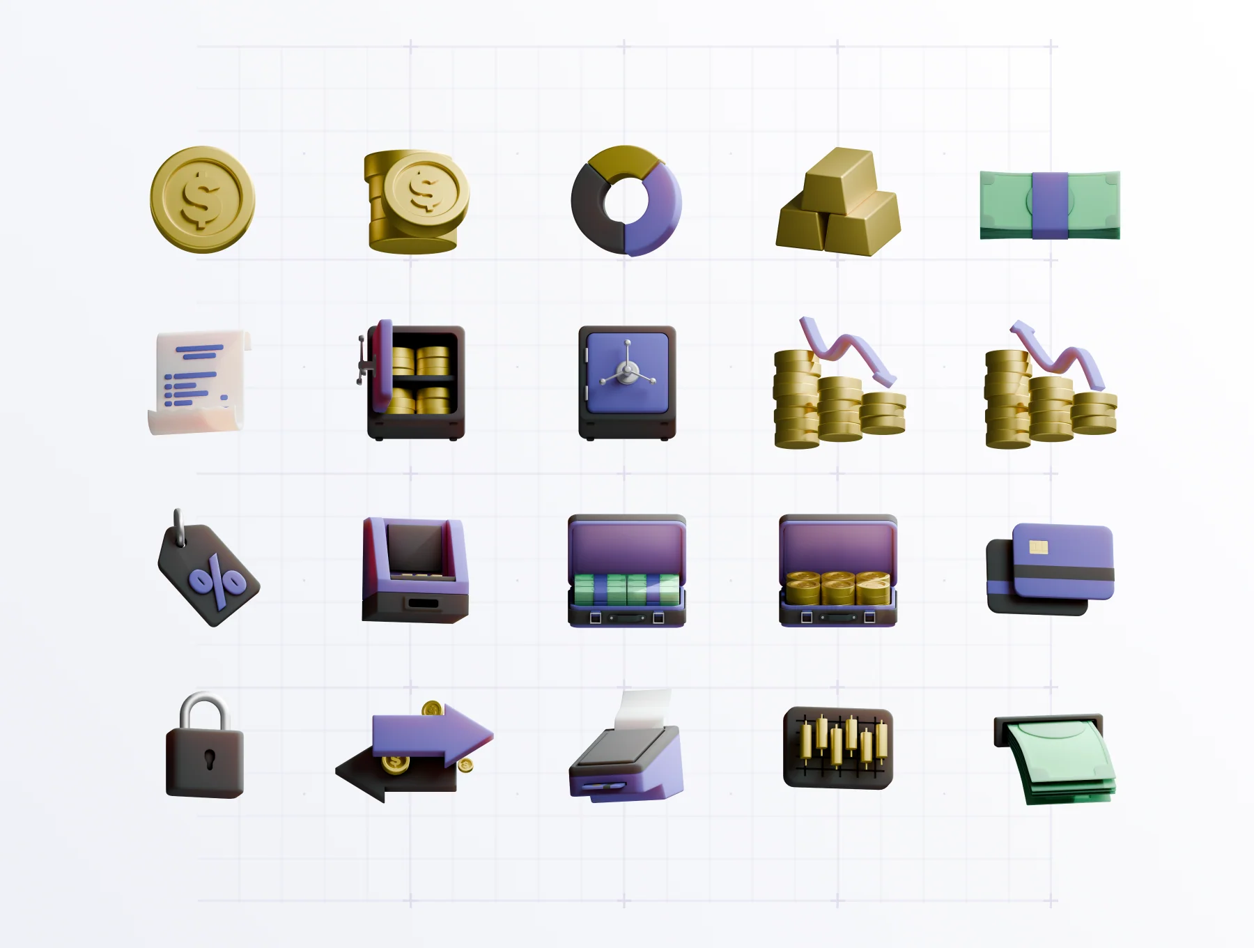 Finance 3D Icons Set 6