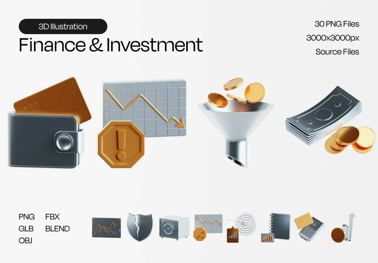 Finance and Investment 3D Icon Pack