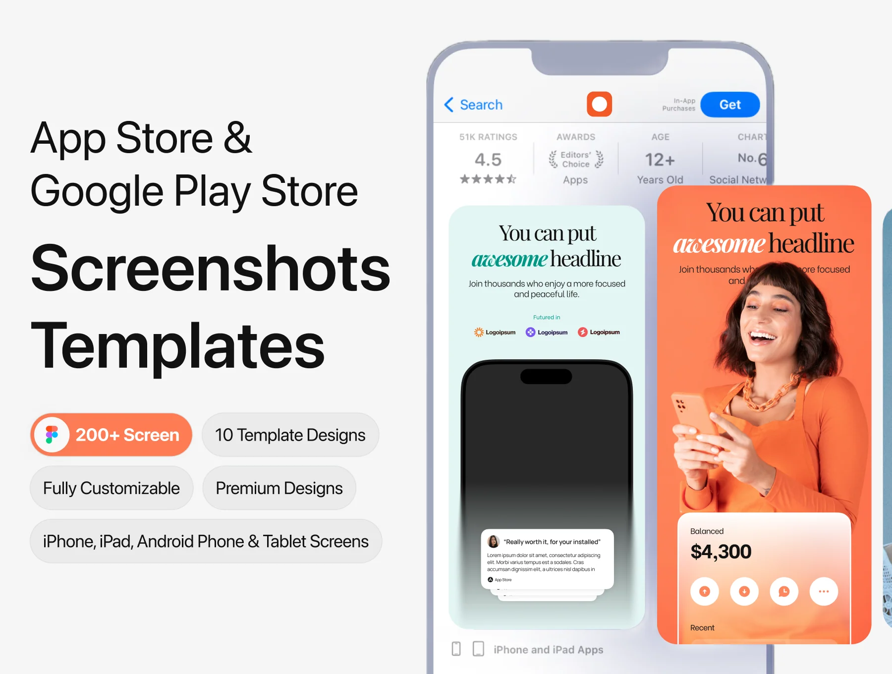 Finance App Premium Screenshots Template