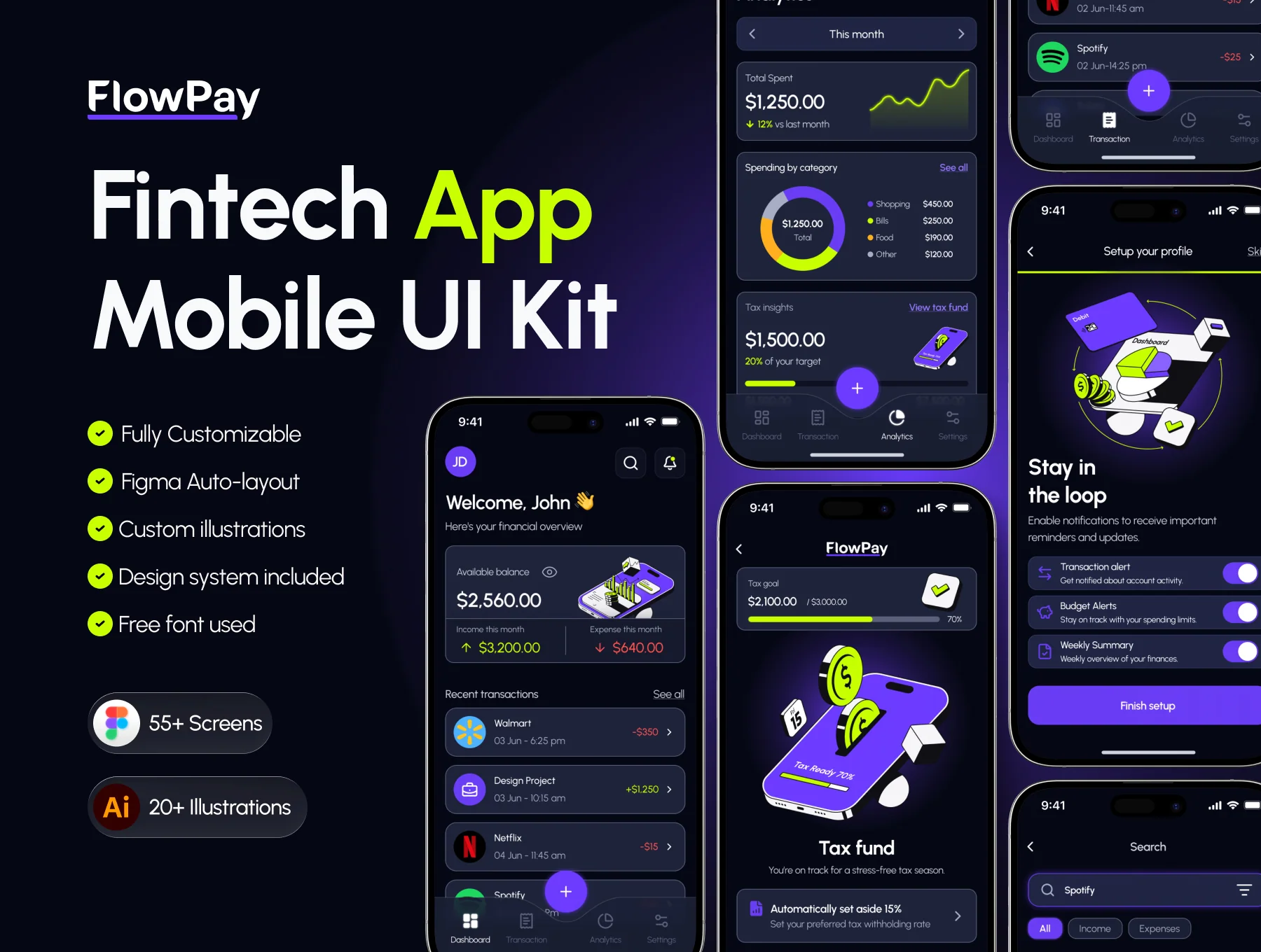 Finance App UI Kit & Fintech Illustration Pack