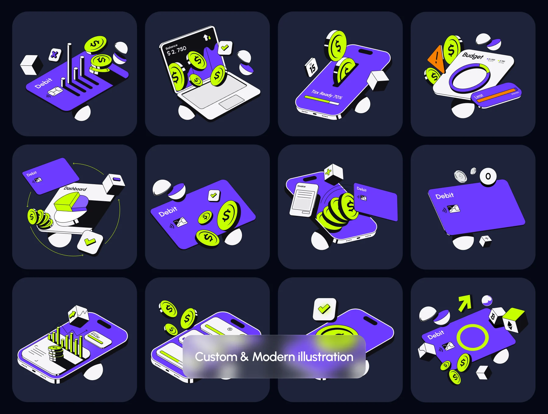 Finance App UI Kit & Fintech Illustration Pack 4