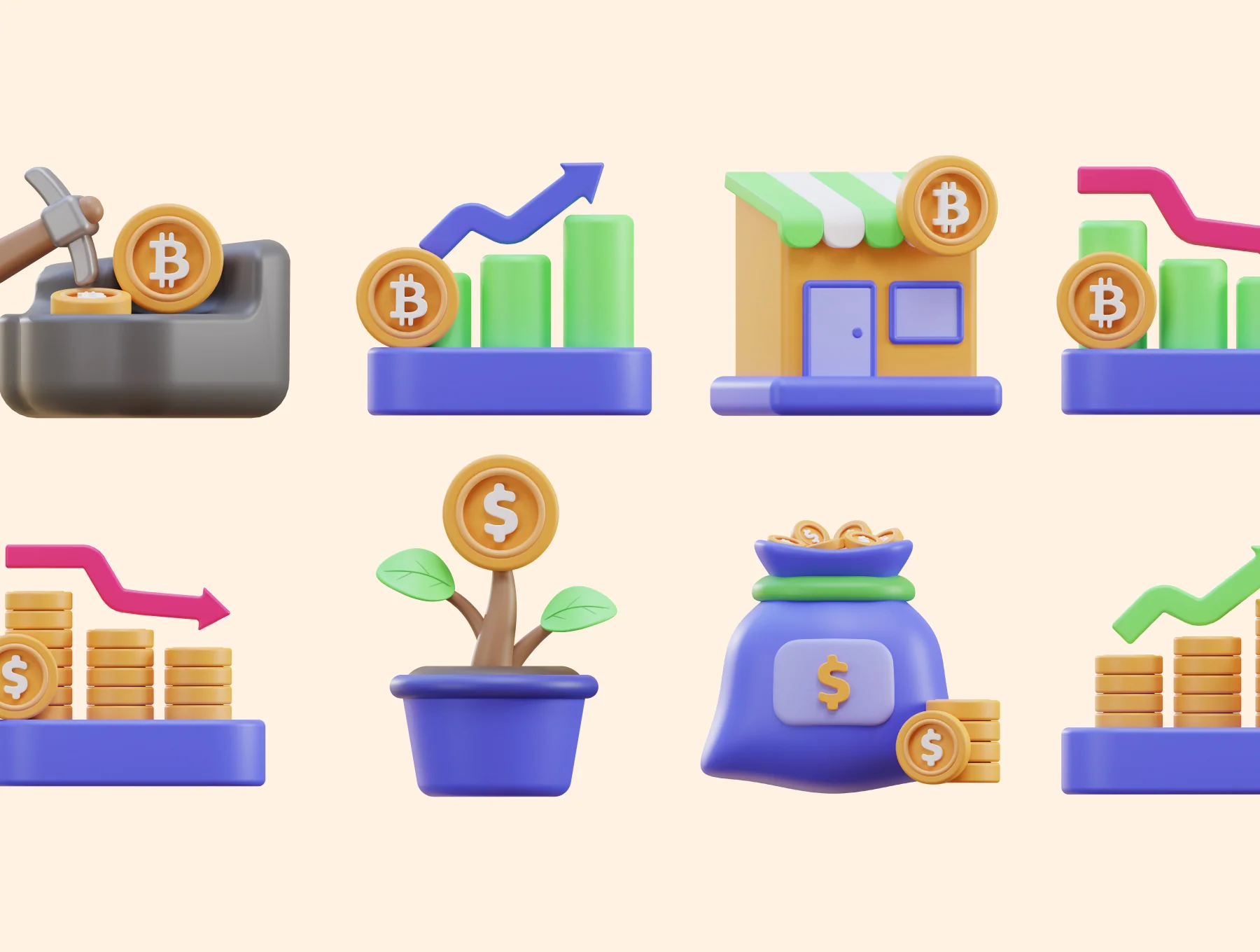 Finance & Crypto 3D Icon Pack 6
