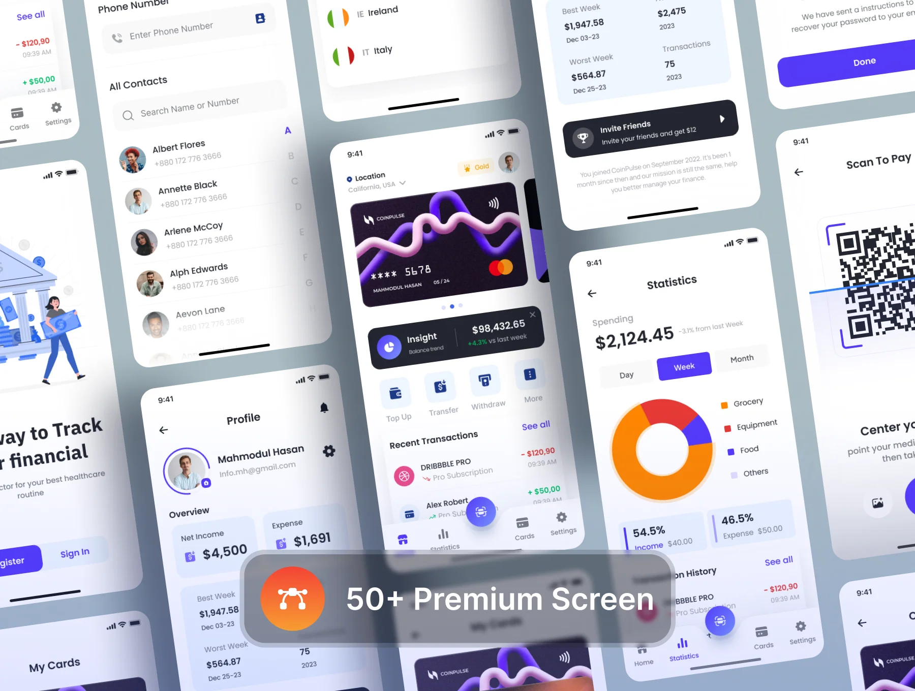 Finance  Fintech Mobile App UI kit 3