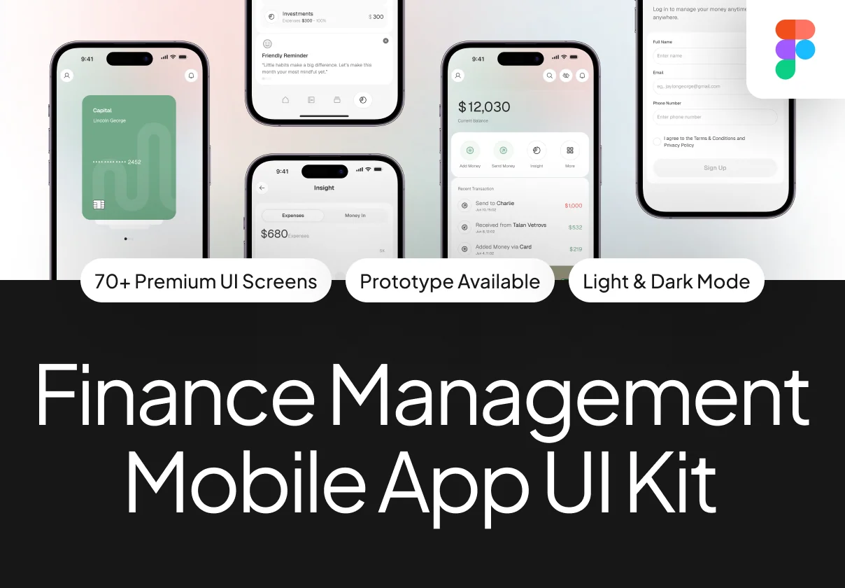 Finance Management Mobile App UI Kit