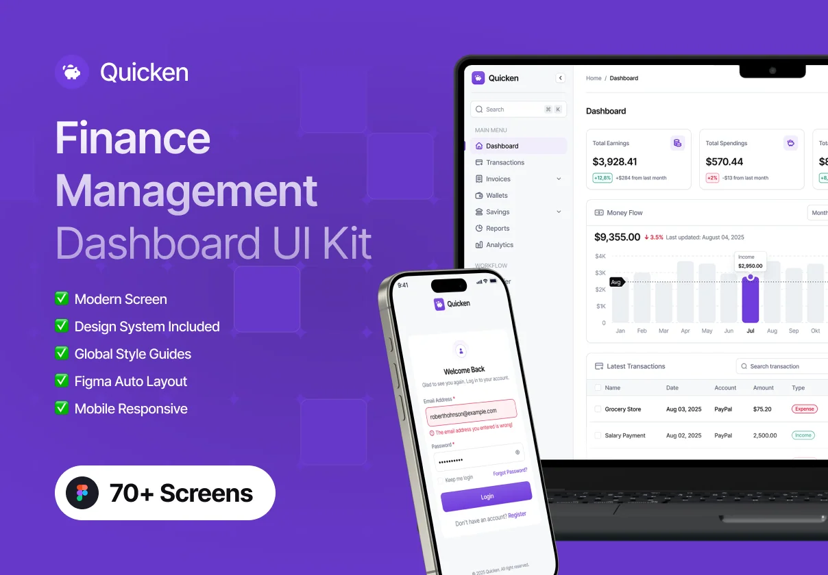 Quicken - Personal Finance & Budgeting Dashboard UI Kit