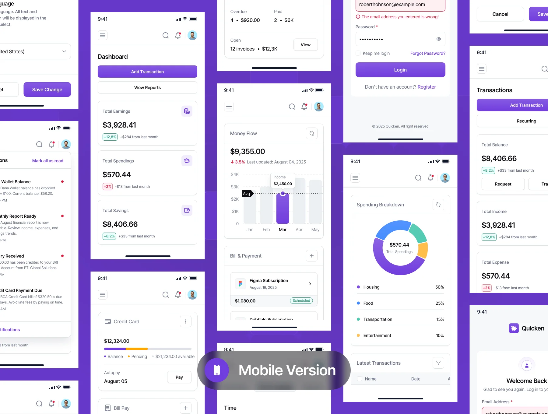 Quicken - Personal Finance & Budgeting Dashboard UI Kit 6