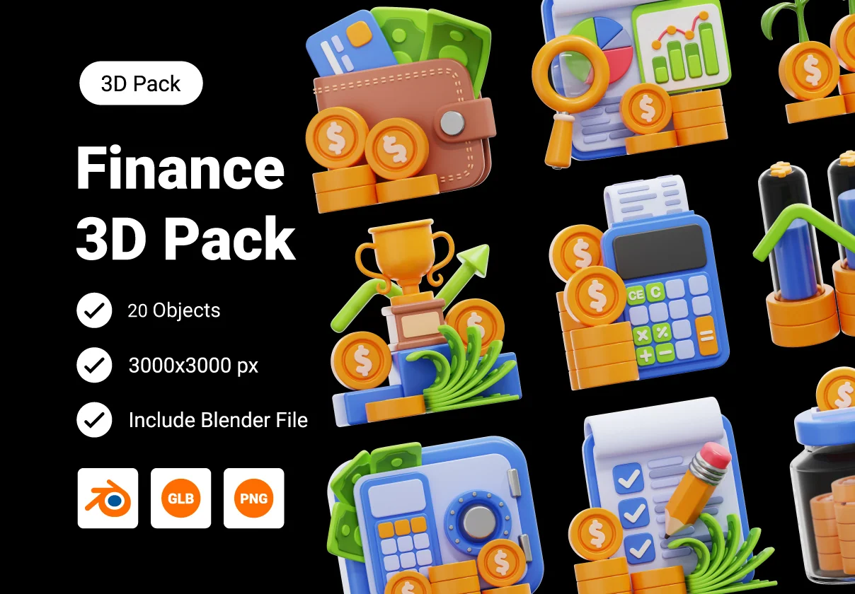 Finance & Money Investment 3D Icon Pack