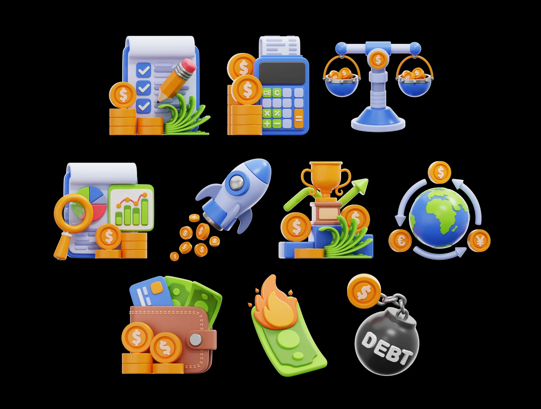 Finance & Money Investment 3D Icon Pack 6