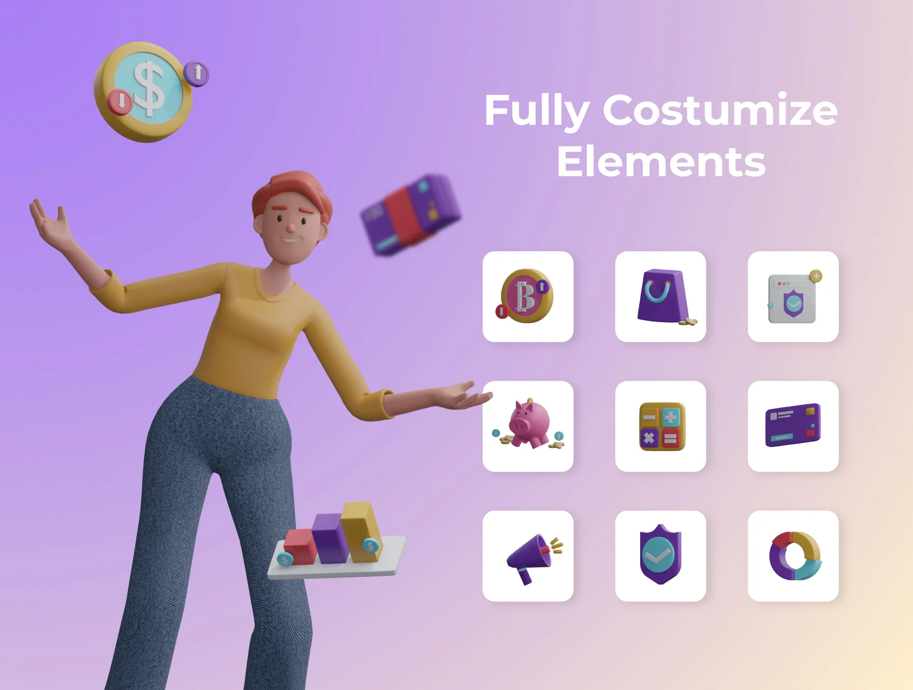 Financial 3D Character Illustration Pack 3