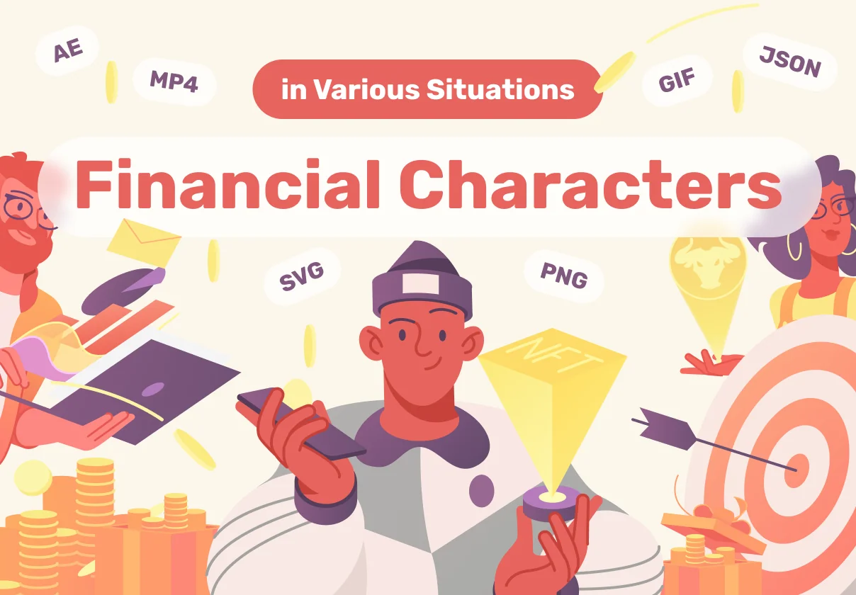 Financial Characters Animated Illustrations in Various Situations