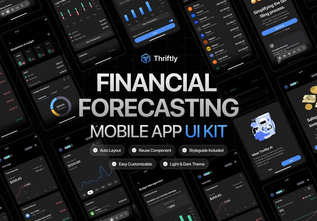 Finance Mobile App UI Kit - Thriftly