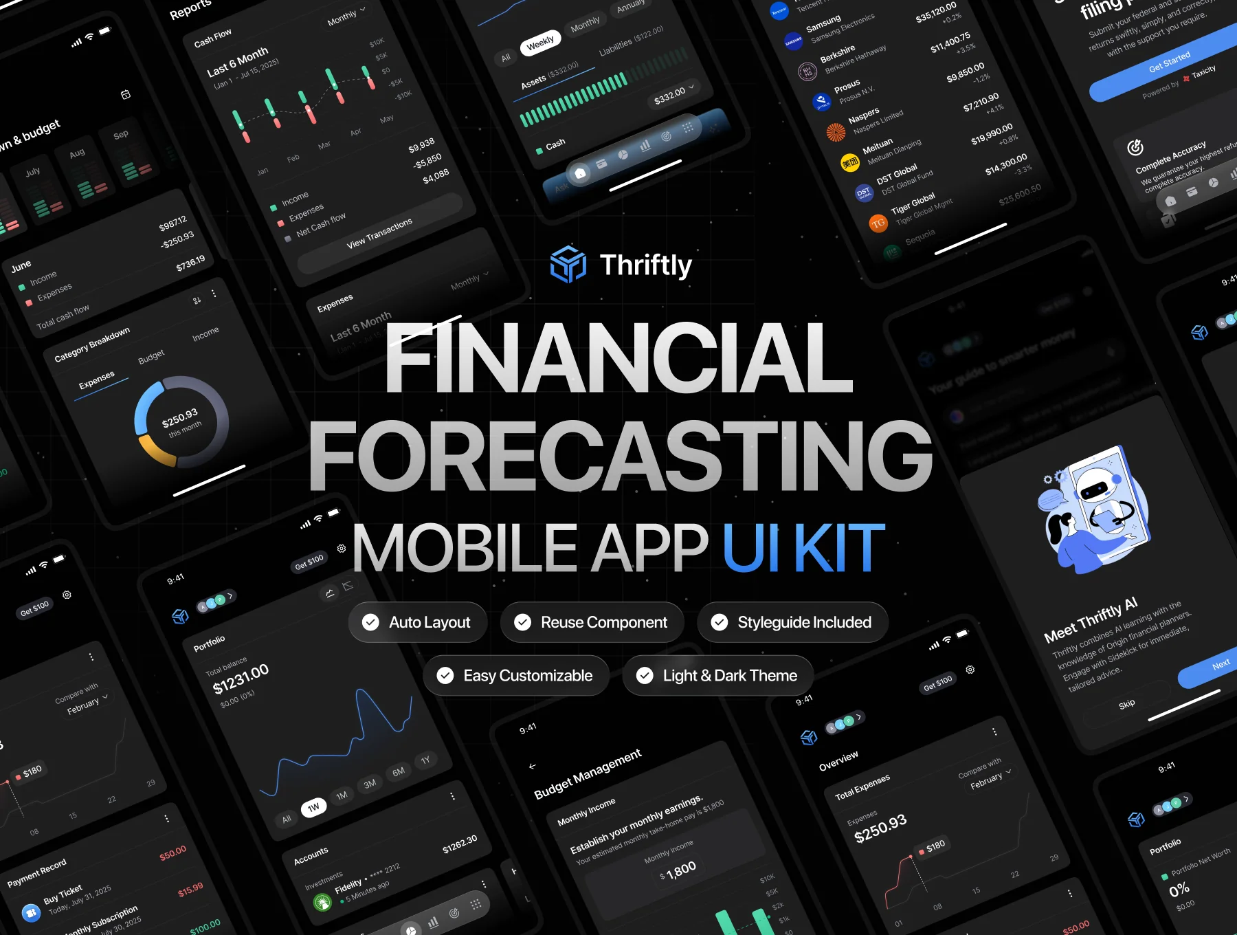 Finance Mobile App UI Kit - Thriftly