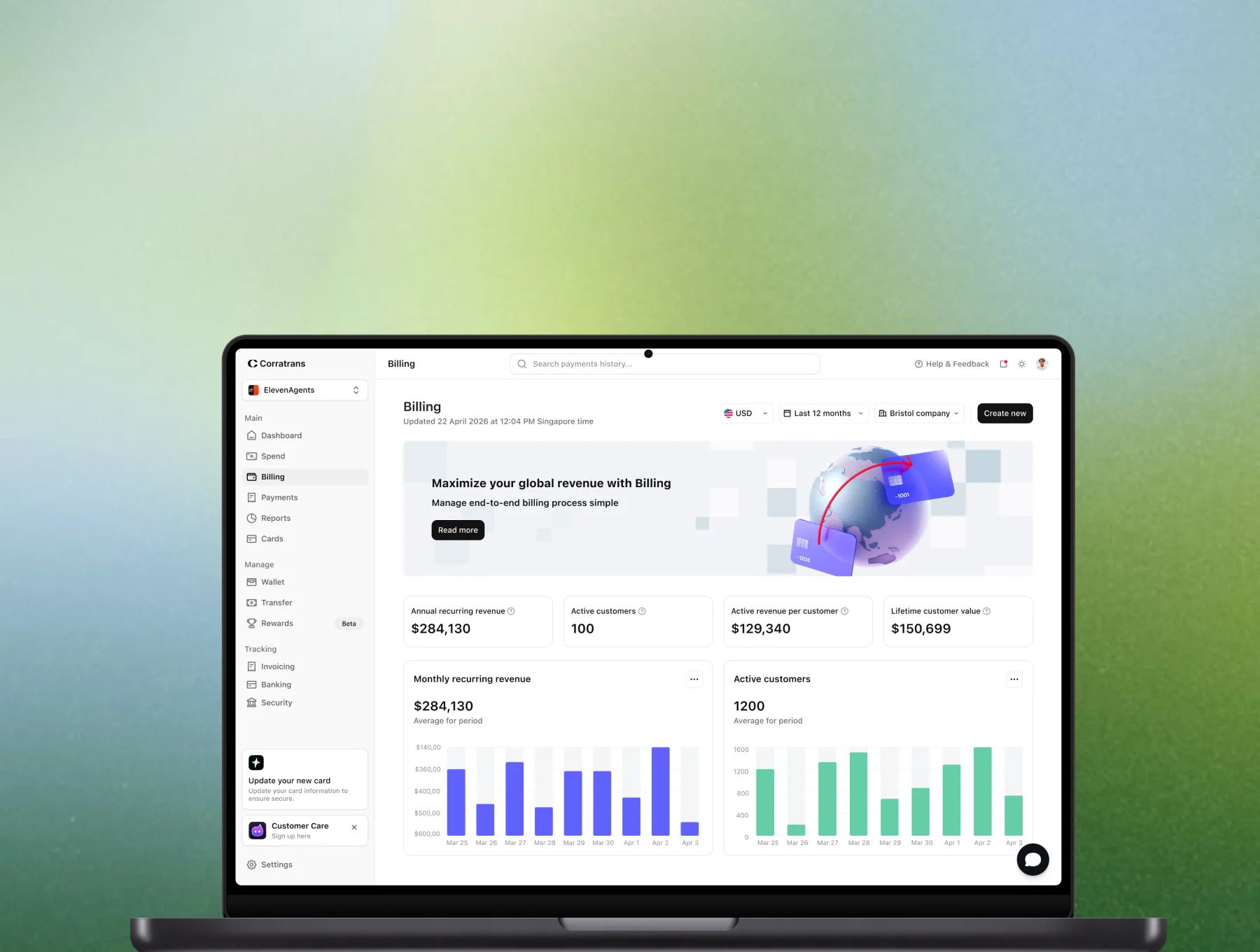 Financial Global Company Dashboard UI Kit - Corratrans 4