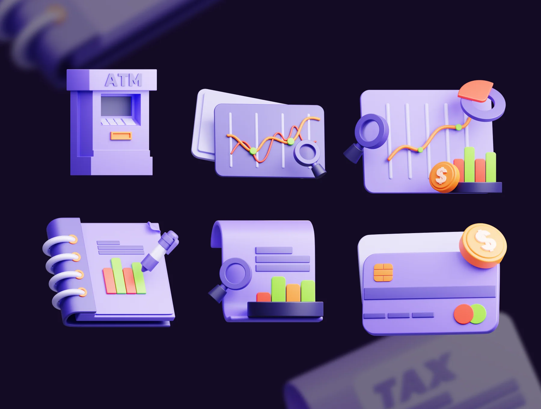 Financial tool 3D Illustrations set 6