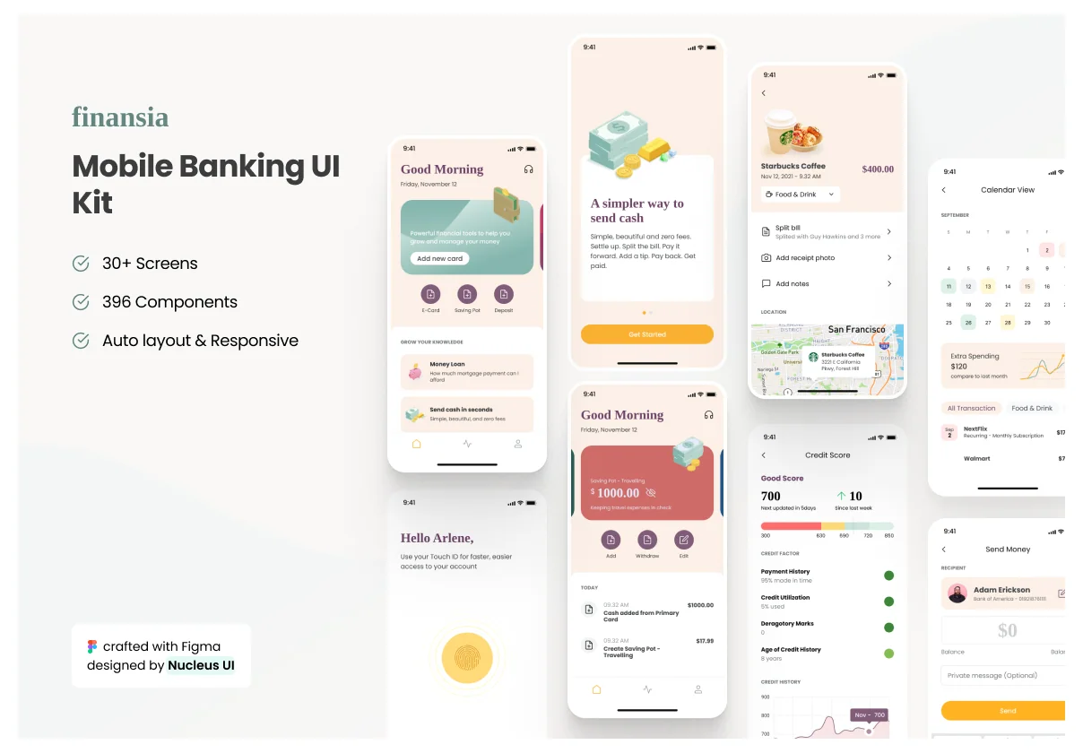 Finansia - Financial and wallet mobile app design UI kit