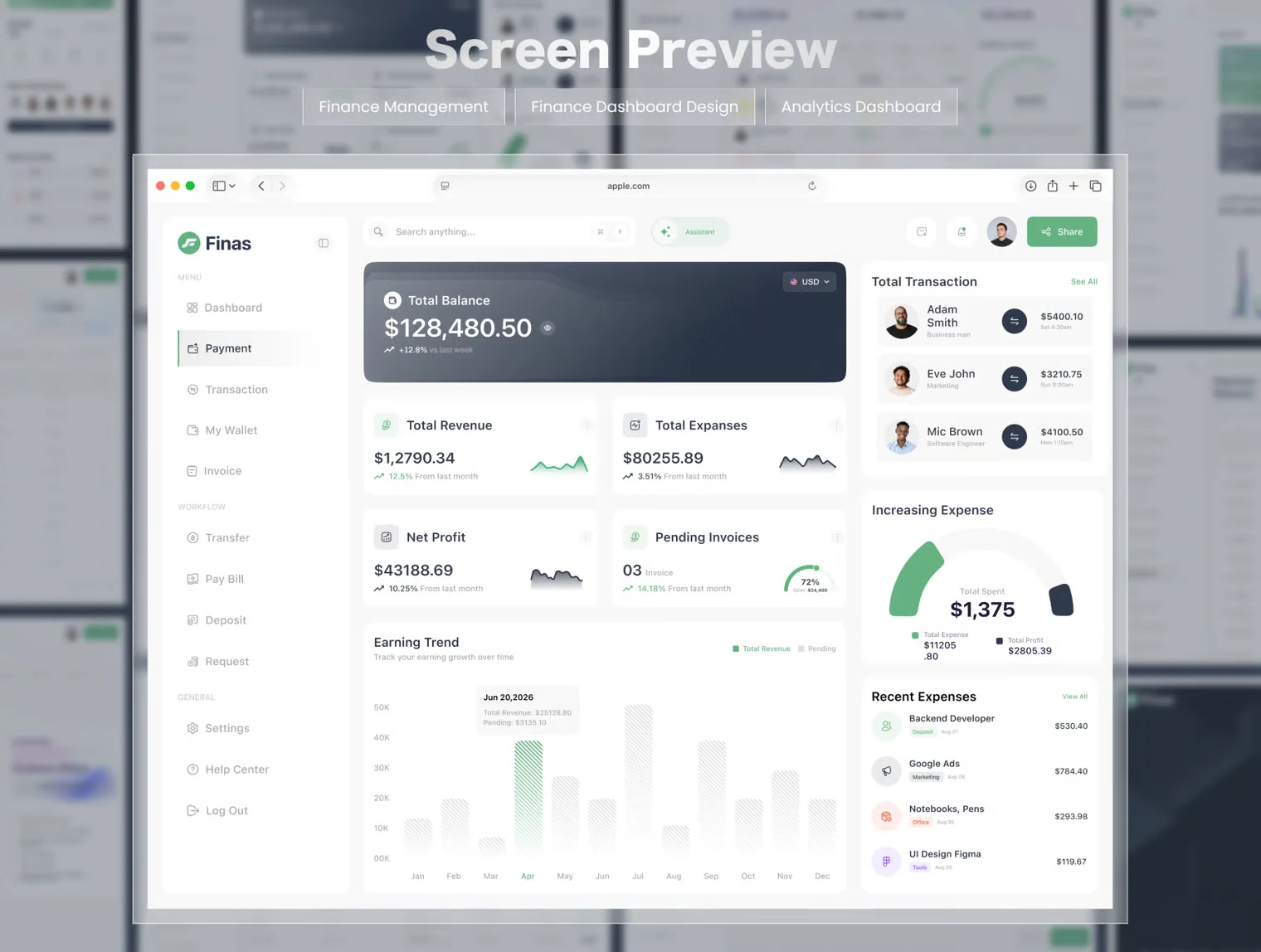Finas - Finance Management Dashboard UI Kit 6