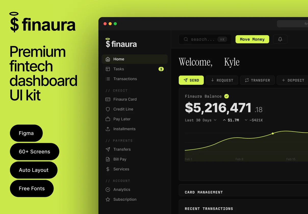 Finaura - Premium fintech dashboard UI kit