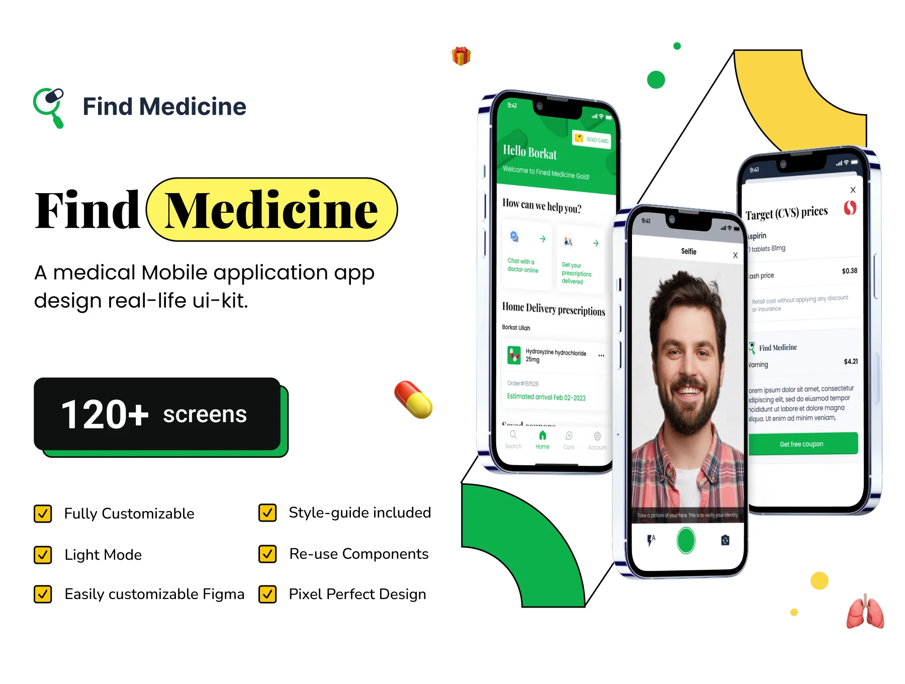 Find Medicine Mobile App Ui Kit Design .