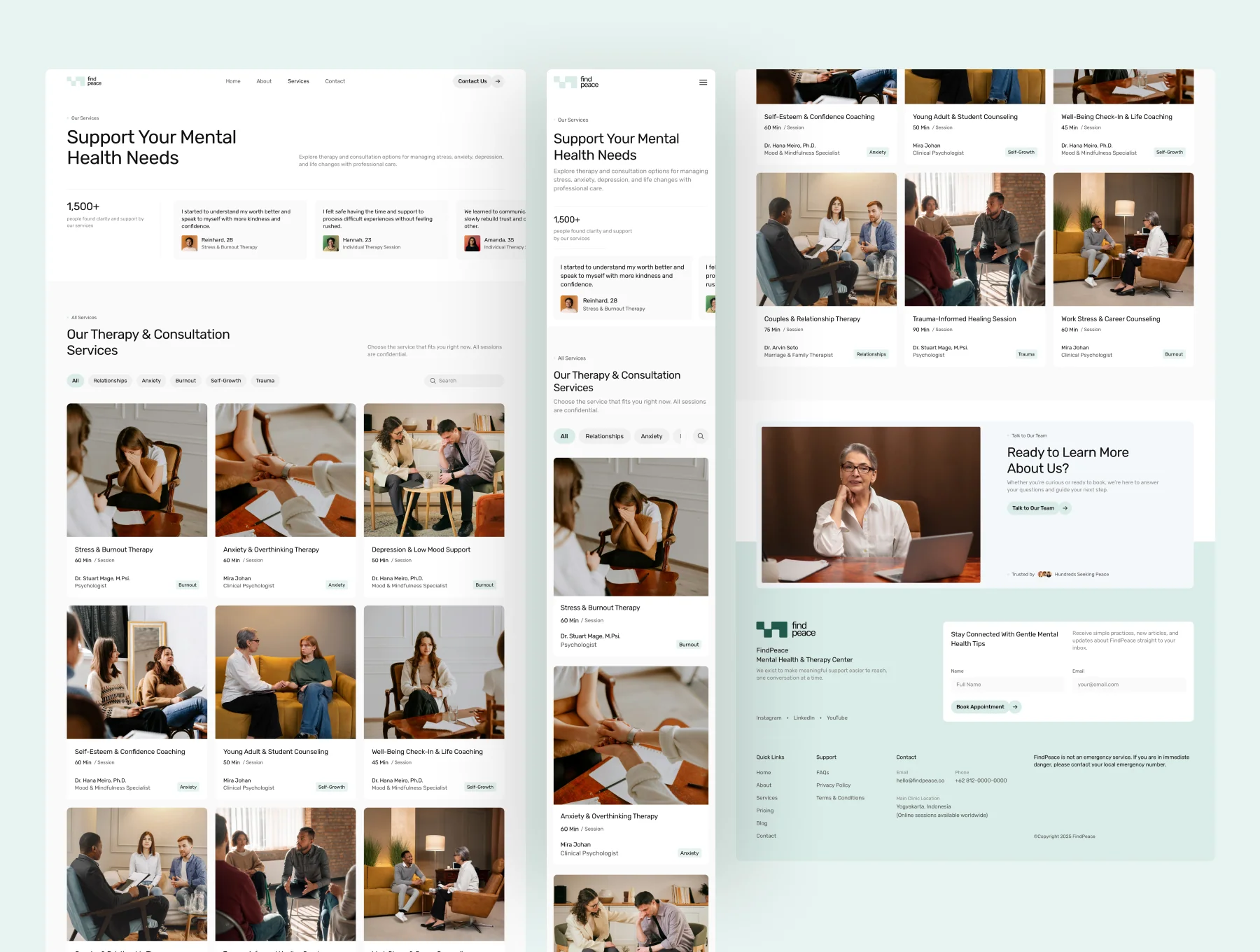 FindPeace - Mental Health Website UI Figma Template 3