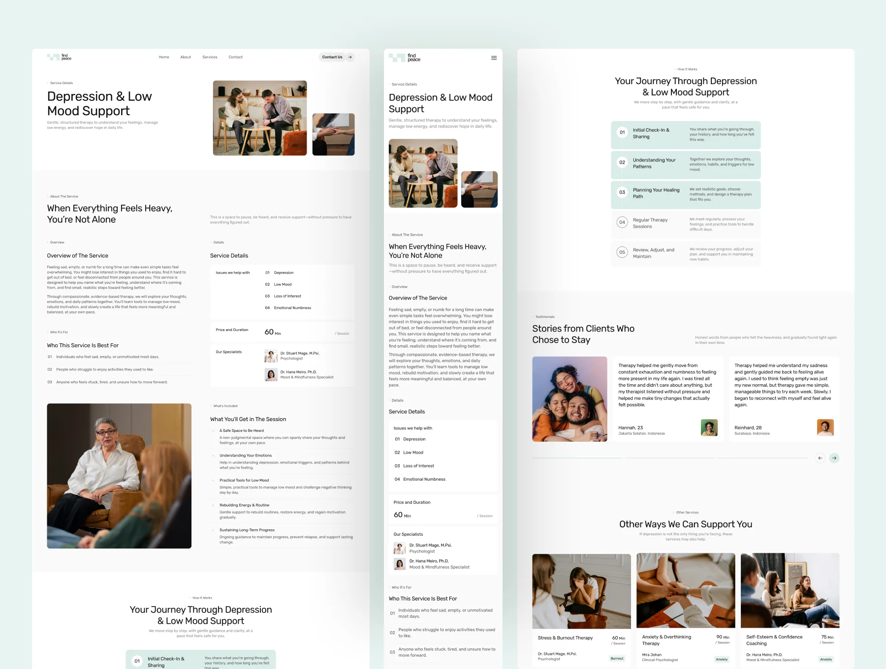 FindPeace - Mental Health Website UI Figma Template 4
