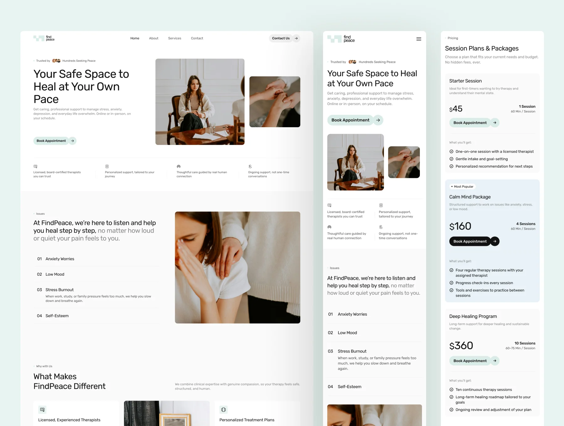 FindPeace - Mental Health Website UI Figma Template 6