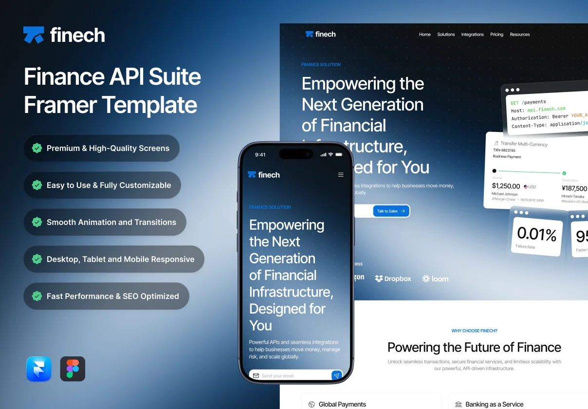 Finech - Finance and SaaS Website Framer Template