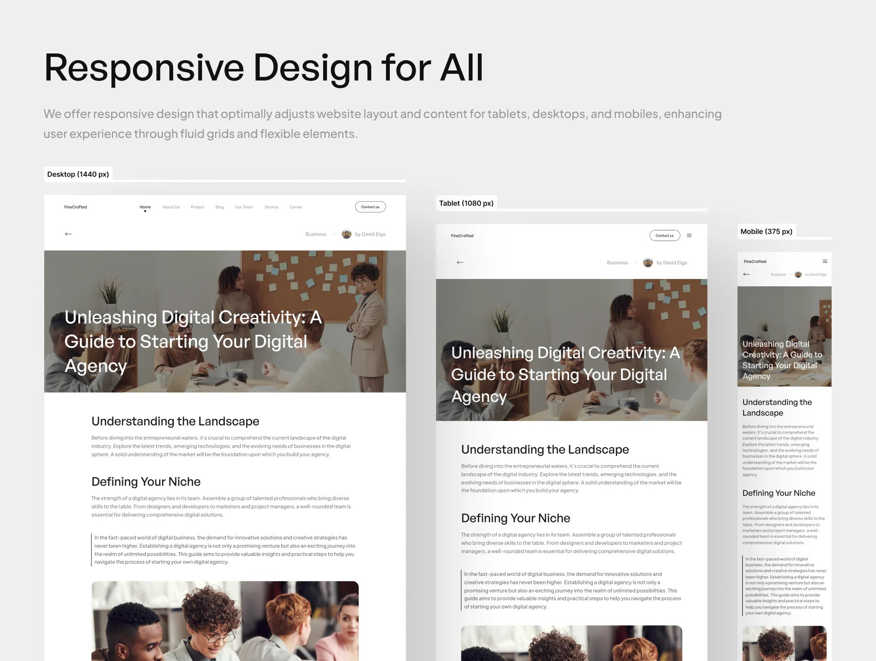 FineCrafted -  An Agency Design Website 2