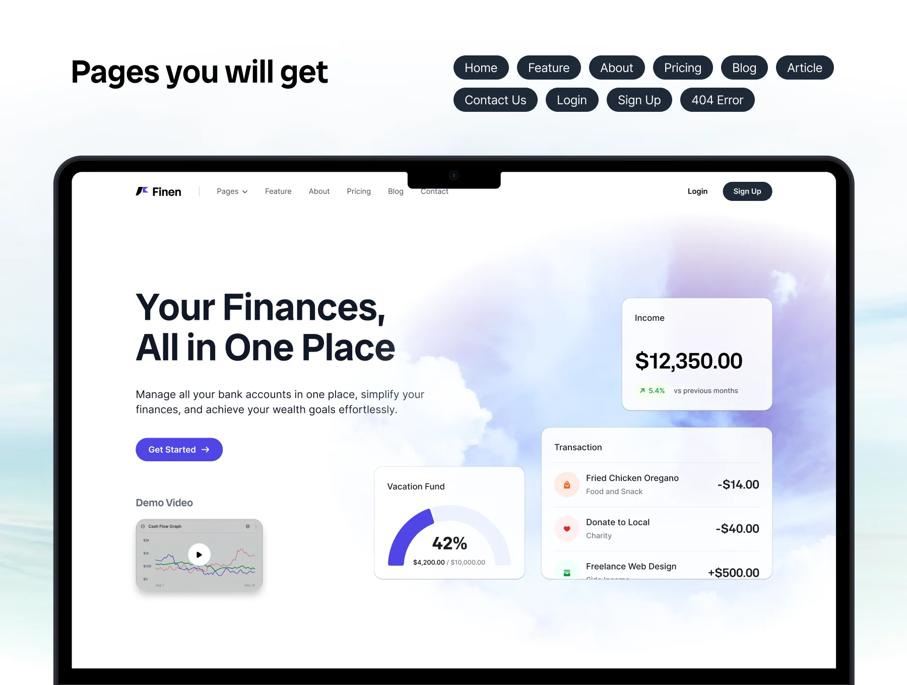 Finen – SaaS Website Landing Pages 4