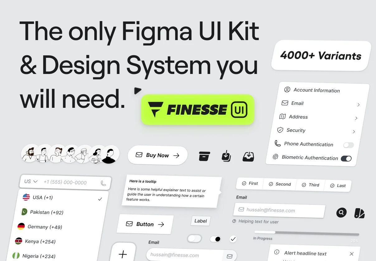 ❖ Finesse UI – Figma UI Kit and Design System - V1.0